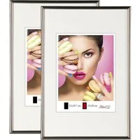 IDEAL TREND Bilderrahmen 2er 3er 5er Pack Photo Style Set Bilderrahmen Wanddeko Collage Poster, für 2 Bilder (2 St), Hochwertiger Kunststoffrahmen halbrunde Leiste Echtglas MDF-Rückwand