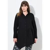 Ulla Popken Longbluse Longbluse Zipfelsaum Stehkragen Langarm