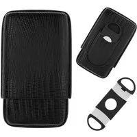 Coumo Humidor Zigarrenetui, 3er, Leder Design, Inkl. Zigarrenschneider