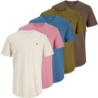 Jack & Jones Rundhalsshirt JPRBLABRODY im 5er-Pack, mit Logodruck, Rundhals und atmungsaktiv (Packung, 5-tlg., 5er-Pack) Rundhals, normal, Baumwolle