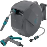 ECD Germany Schlauchaufroller Schlauchtrommel mit Arretierstop 9 Sprühfunktionen 180° Schwenkbar, Schlauchtrommel 30m+2m Arretierstop 9 Funktionen 180° Schwenkbar