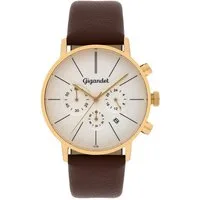 Gigandet Chronograph Herrenuhr, Armbanduhr, Damenuhr, 42mm, MINIMALISM G32-003, Mineralglas, Datumsanzeige, Lederband, 3bar/30m wasserdicht