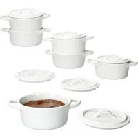 MamboCat Auflaufform MamboCat 6x CREME Mini-Cocotte 100ml Creme-Weiß Back-Form Mini-Topf, Steingut