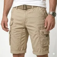 Geographical Norway Cargoshorts Herren – Kurze Hose aus Baumwolle, Regular Fit (Packung, 1-tlg) Bermuda Shorts mit Gürtel & Cargotaschen, Größe S–5XL
