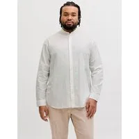 Jack & Jones PlusSize Langarmhemd JJEBREEZE LINEN BLEND BAND SHIRT L PLS mit Stehkragen