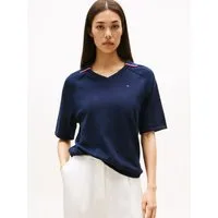 Tommy Hilfiger Strickpullover CO JERSEY STCH POLO V-NK S/S SWT
