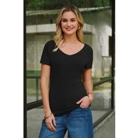 Arach&Cloz Kurzarmshirt Damen Kurzarm Strickpullover V-Ausschnitt Leichtes Atmungsaktives Business Casual Oberteil