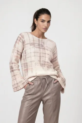 monari - Strickpullover mit Karomuster pearly gemustert - Gr. - 36