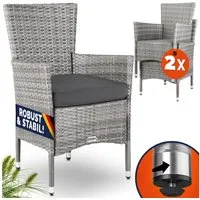 Casaria Gartenstuhl (2 St), Polyrattan 2er Set Stapelbar 7cm Auflagen 160kg Belastbarkeit