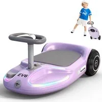 EVERCROSS TECH Elektro-Kinderauto EV6 Elektrisches Rutschauto mit 360°-Drehung & Bluetooth-Musik, 3-Gang-Modi, 25,2V Akku, Maximal 9 km/h,100+ Lichtmoden