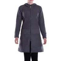 Vishes Kapuzenfleecejacke Lange Kapuzenjacke Damen Fleece Hippiemantel Übergangsjacke Hippie, Hoodie Style, Alternative Bekleidung