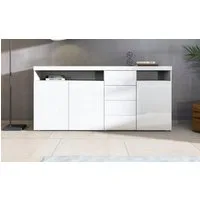 borchardt Möbel Highboard Kapstadt, Breite 200cm, Kommode mit Drucköffner, Türen, Schubladen, offene Fächer, viel Stauraum, praktisch, modern