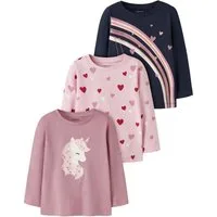 Name It Langarmshirt NMFNIA 3P LS TOP (Packung, 3-tlg) Baumwolle, regular fit