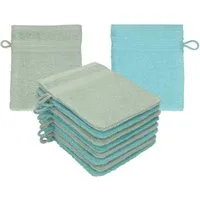 Betz Waschhandschuh 10 Stück Waschhandschuhe Premium 100% Baumwolle Waschlappen Set 16x21 cm Farbe heugrün - Ocean (10-tlg)