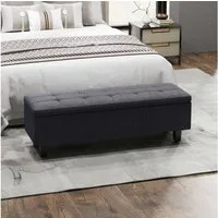 HOMCOM Polsterbank Sitzbank mit Stauraum, Leinenoptik, Holzbeine (Bettbank, 1-St., Truhebank), für Flur, Schlafzimmer, Wohnzimmer, 138 x 40 x 45 cm, Dunkelgrau