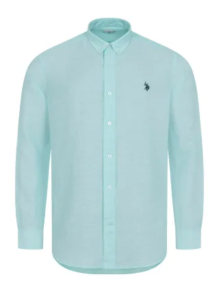 U.S. Polo Assn. Herren Leinenhemd aus Leinen-Baumwollmix