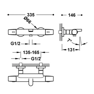 Tres Wannenthermostat Aufputz Over wall Anti Kalk Messing Handbrause , 19017449 19017449