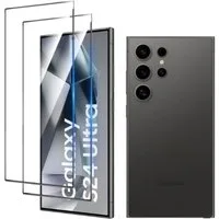 CLM-Tech Displayschutzfolie 2x für Samsung Galaxy S24 Ultra, Panzerglas Folie - Anti-Fingerabdruck und kratzfest -, 2 Stück, Kristallklar