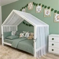 Baby Fancyroom Betthimmel Premium Hausbett Himmel aus Tüll, Betthimmel für Kinderbett, Baldachin, gekräuselt