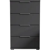 Schlafkontor Nachtkommode Smilla Nachttisch, Nachtkonsole mit Schubkästen, Korpus melaminbeschichtet, silberfarbige oder schwarze Griffe