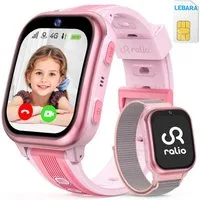 Ralio R5 Plus 4G Smartwatch Kinder, Ralio x Lebara Kinderuhr inkl. SIM-Karte Smartwatch (gebogenes Ultra-HD-Display cm/1.7 Zoll) 3 Tage Akkulaufzeit, GPS-Ortung, Kinderuhr mit HD-Videoanrufen, Schulmodus, SOS, Familien-Gruppenchat und mehr, Zwei Armb