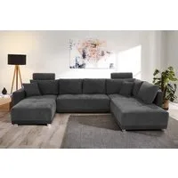 Jockenhöfer Gruppe Wohnlandschaft Orlando U-Form, B: 337 cm, Liegefl. 135x305 cm, mit Bettfunktion, Bettkasten, 2 Kopfstützen & 2 Zierkissen, Federkern