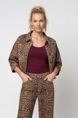 monari - Jeansjacke mit Leomuster brown sugar gemustert - Gr. - 34