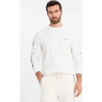 OMBRE Longsleeve Longsleeve aus Baumwolle mit U-Ausschnitt, Streifen und Brustprint