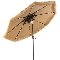 KOMFOTTEU Sonnenschirm, Strohschirm um 30° knickbar mit Kurbel