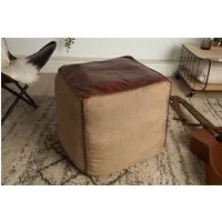 riess-ambiente Sitzhocker MUSTANG 45cm dunkelbraun / beige, mit Echtleder-Bezug