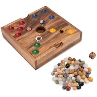 LOGOPLAY Spiel Big Hole mit Edelsteinen, Gesellschaftsspiel, Big Hole Würfelspiel aus Holz mit bunten Edelsteinen für 2 6 Spieler