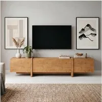 IDIMEX Lowboard LEILA, TV Lowboard 220 cm aus Massivholz mit viel Stauraum Eiche Finish