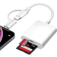 Vornix USB-C Hub 2-IN-1 Adapter USB-Adapter 2 in 1 Lightning USB C SD Kartenleser mit SD/MicroSD Slots zu iPhone 14/14 Pro/13/13 Pro/12/12 Pro/11/11Pro/XS/XS Max/XR/8/7 und iPad und mehr andere iOS-Schnittstellengeräte, USB SD Kartenleser für iPhone 