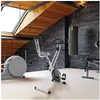 HOMCOM Heimtrainer mit 8 stufig einstellbarem Magnetwiderstand, höhenverstellbar (Schwungrad, 1-tlg., Fahrradtrainer), für Wohnbereich, Schwarz+Grau