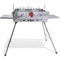 Grillpeter Holzkohlegrill Mangal Astana Edelstahl 2 mm Schaschlickgrill Spießdreher 9 Spieße