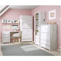 Lomadox Jugendzimmer-Set AMANTEA-129, (Sparset, 5-tlg), mit Schreibtisch, Craft Eiche weiß
