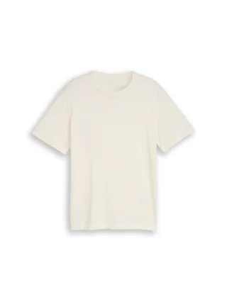 Tom Tailor - Basic T-Shirt aus Baumwolle gardenia white - Gr. - XL