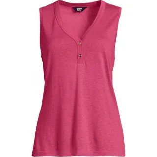 Top aus Leinenmix, Damen,  Pink, Baumwolle/Leinen/Baumwoll-Mischung, by Lands' End