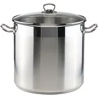 Haushalt International Kochtopf XXL 20 Liter Universalkochtopf Großraumtopf, Edelstahl, induktionsfähig, spülmaschinengeeignet, Glasdeckel mit Dampfloch