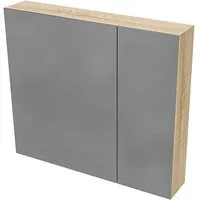 Belvit Badezimmerspiegelschrank DRAVA, hängend 60–120 cm, mit Spiegeltüren & Softclose (60x70x15 cm, Eiche, 2 Türen, 4 Böden) höhenverstellbare Böden, Badschrank in Mattschwarz, Eiche oder Weiß