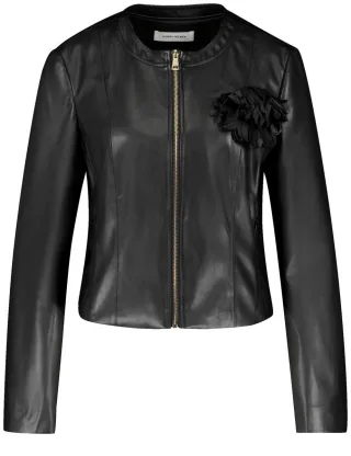 GERRY WEBER Collection - Beschichtete Blazerjacke mit Blumendetail schwarz - Gr. - 40
