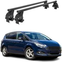 OMAC Dachträger Menabo Stahl Gepäckträger für Ford S-Max 2015-2018 Schwarz 2tlg (2-St), Wasserbeständig,Abnehmbar,Multifunktional,Leichtgewichtig