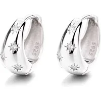 ROUGEMONT Paar Creolen Funkelnde Hoop Damen Creolen Ohrringe 14KGold 925 Silber, Echtschmuck aus 925 Sterling Silber und 14K Vergoldung