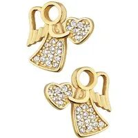 Limana Paar Ohrstecker Ohrringe 925 Silber Engel Herz 18k Gold vergoldet Kinder Mädchen Damen (inkl. Schmuckbox), Geschenk Ostern Weihnachten Geburtstag Einschulung Muttertag