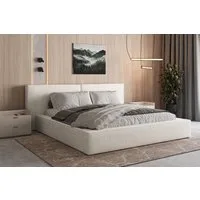 MOEBLO Polsterbett aus Bouclé Bett 06 (Bezug: Boucle, Doppelbett mit Kopfstütze, Rahmenbettgestell, mit Bettkasten und Lattenrost), gepolstertes Kopfteil