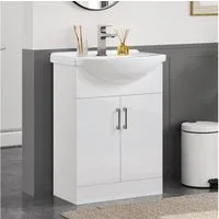 Yaheetech Waschtisch Waschbecken mit Unterschrank, Badezimmerschrank Waschbeckenunterschrank Weiß