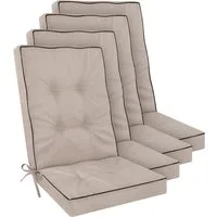 Aspero Sitzauflage 4 Premium Hochlehner Stuhlauflagen Alicante, Gepolsterte und wasserdichte Outdoor Auflage