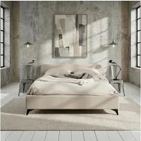 IDIMEX Polsterbett VIRETTA, Bett mit Lattenrost 140x200 cm, Doppelbett mit Kopfteil Stoff weiß