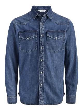 JACK&JONES - -JJEWESTERN JJSHIRT AT 187 NOOS Blue Denim - Gr. - XXL