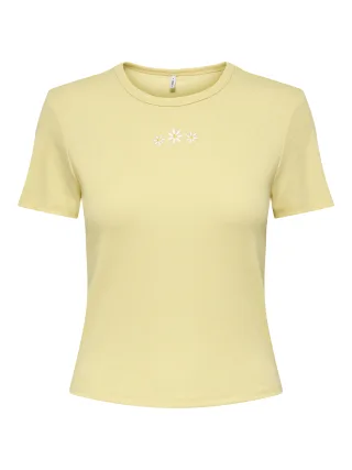 ONLY - ONLDANIELLA S/S RIB TOP CS JRS Sunlight - Gr. - XL